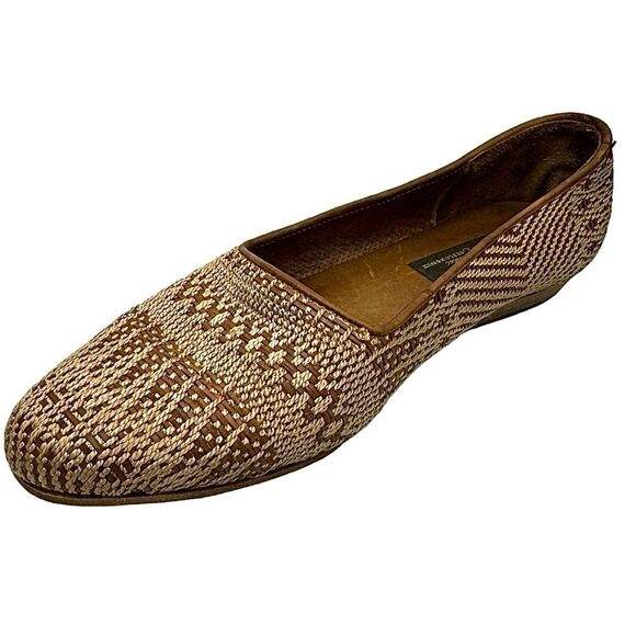 Sesto Meucci of Florence Women’s Tan brown Woven Loafer Size 8 Medium Pre-Owned - Picture 2 of 8